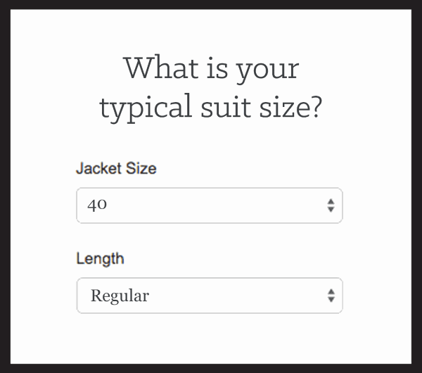 Survey Question Example: What is your typical suit size?
