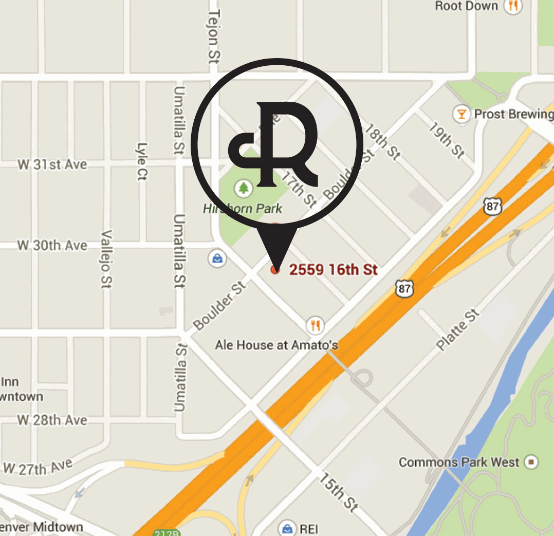 Map of Denver showing Ratio Clothing location